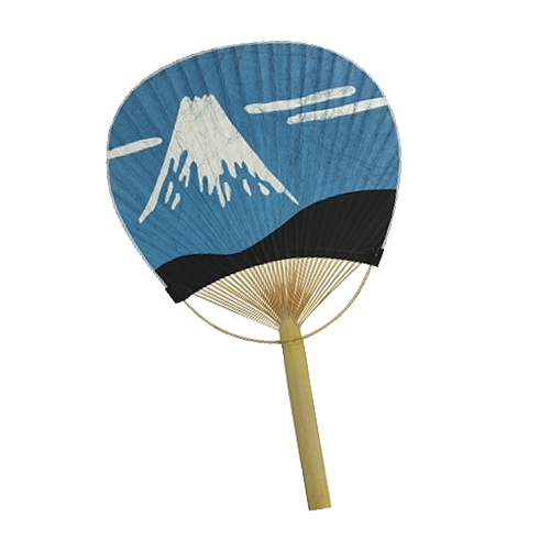 Eventail rond bleu et mont fuji